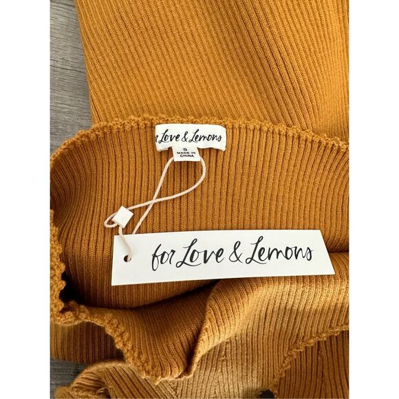 NWT For Love & Lemons Ribbed Knit Cutout Maggie Midi Dress Rust Orange Small $18 - Picture 10 of 10